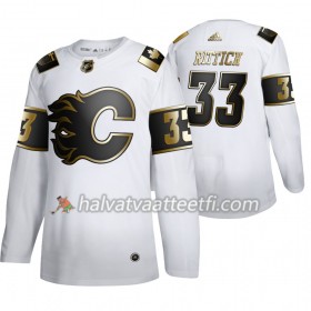 Miesten NHL Calgary Flames Pelipaita David Rittich 33 Adidas 2019-20 Golden Edition Valkoinen Authentic